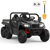 Garvee Ride - P Series: 24V 4WD Electric Ride On Dump Truck with Remote Control, 2-Seater, Music Player, LED Lights, Key Start Safety System, Durable Plastic, Off-Road Kids Toy for Ages 3+ - Black - Black