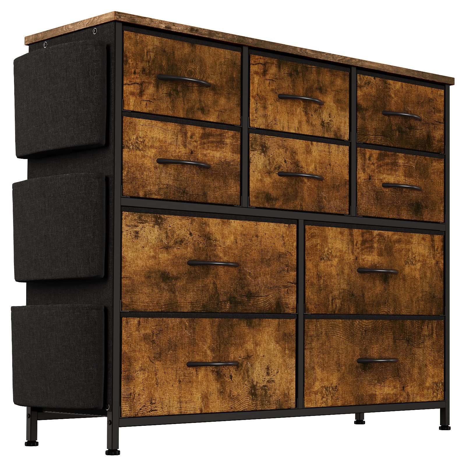 Garvee Dresser with 10 Drawers, Dressers & Chest of Drawers with Wood Tabletop for Bedroom Living Room Entryway - Rustic Brown