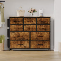 Garvee Dresser with 10 Drawers, Dressers & Chest of Drawers with Wood Tabletop for Bedroom Living Room Entryway - Rustic Brown