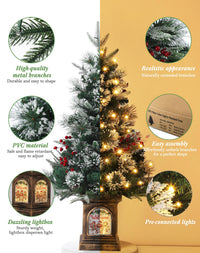 Garvee 3ft Small Christmas Tree, Pre Lit Snow Flocked Artificial Christmas Tree with 78 Warm White LED Lights, Premium Xmas Pine Tree for Christmas Decoration, Yard, Home, Office