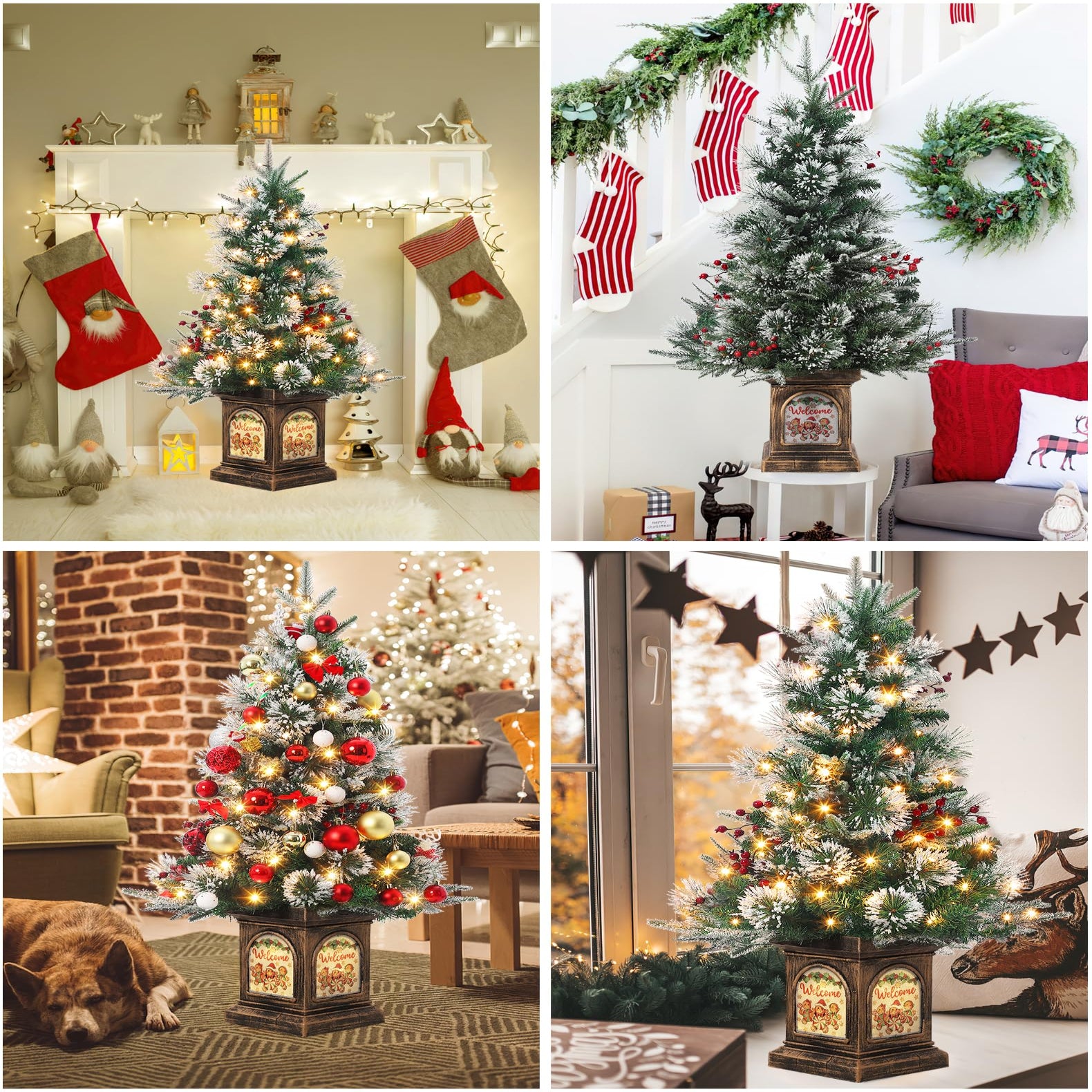 Garvee 3ft Small Christmas Tree, Pre Lit Snow Flocked Artificial Christmas Tree with 78 Warm White LED Lights, Premium Xmas Pine Tree for Christmas Decoration, Yard, Home, Office
