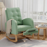 Garvee Nursery Rocking Chair with Adjustable Footrest, Teddy Fleece Upholstery, Sturdy Wooden Legs & High Backrest, Comfortable Glider Rocking Chair for Living Room or Bedroom, Green - Green|Teddy
