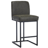 Garvee 24" Bar Stools, Counter Height Bar Stools with Back, Modern PU Leather Barstools for Kitchen Island, Upholstered Bar Chair with Black Metal Frame Footrest, 1 Pack, Grey - 1-Pack | Dark Grey