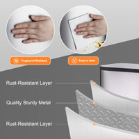 Garvee 50L/13Gal Heavy Duty Hands-Free Stainless Steel Kitchen Trash Can, Commercial Rectangular Kitchen Waste Bin, with Soft Close Lid & Inner Liner, Fingerprint-Resistant