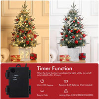 Garvee 3ft Pre-Lit Christmas Tree, Small Lighted Christmas Tree with Lighting Elk Base, Artificial Xmas Trees with 78 LED Lights & 8 Lighting Modes Christmas Decoration for Home, Office, Set of 2