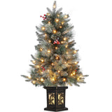 Garvee 3 ft Christmas Tree, Small Prelit Snow Flocked Christmas Tree with 78 Warm White Lights, Battery Box, 8 Lighting Modes, Xmas Holiday Decor for Tabletop, Home, Entrances - Snowflake Base / 1 Set
