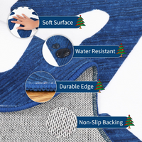 Garvee Christmas Snowflake Area Rug 5x5 Non Slip Decorative Washable Rugs for Living Room, Low Pile Blue Foldable Soft Carpet, Holiday Decor Floor Mats for Bedroom, Nursery