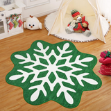 Garvee Christmas Bathroom Rugs 3x3 Snowflake Bath Mat, Non Slip Washable Area Rug, Low Pile Green Soft Decorative Carpet, Foldable Floor Mats for Entryway, Bedroom, Under Christmas Tree - Snowflake Green