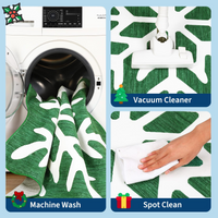 Garvee Christmas Snowflake Area Rug 5x5 Non Slip Decorative Washable Rugs for Living Room, Low Pile Green Foldable Soft Carpet, Holiday Decor Floor Mats for Bedroom, Nursery
