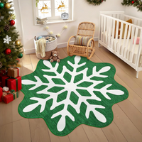 Garvee Christmas Bathroom Rugs 3x3 Snowflake Bath Mat, Non Slip Washable Area Rug, Low Pile Green Soft Decorative Carpet, Foldable Floor Mats for Entryway, Bedroom, Under Christmas Tree