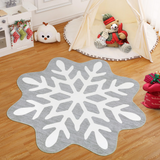 Garvee Christmas Snowflake Area Rug 4x4 Non Slip Decorative Washable Rugs for Living Room, Low Pile Grey Foldable Soft Carpet, Holiday Decor Floor Mats for Bedroom, Under Christmas Tree - Snowflake Gray