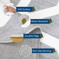 Garvee Christmas Snowflake Area Rug 5x5 Non Slip Decorative Washable Rugs for Living Room, Low Pile Grey Foldable Soft Carpet, Holiday Decor Floor Mats for Bedroom, Nursery