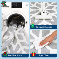 Garvee Christmas Bathroom Rugs 3x3 Snowflake Bath Mat, Non Slip Washable Area Rug, Low Pile Grey Soft Decorative Carpet, Foldable Floor Mats for Entryway, Bedroom, Under Christmas Tree