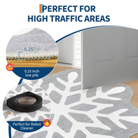 Garvee Christmas Bathroom Rugs 3x3 Snowflake Bath Mat, Non Slip Washable Area Rug, Low Pile Grey Soft Decorative Carpet, Foldable Floor Mats for Entryway, Bedroom, Under Christmas Tree