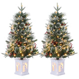 Garvee 3ft Pre-Lit Christmas Tree with 78 LED Lights, Artificial Christmas Tree with Snowflakes and Red Berries, 8 Lighting Modes, Lighting Snowman Base for Home, Porch, Office, Set of 2 - Snowman-8 Light Modes-2 Pack