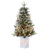 Garvee 3ft Pre-Lit Christmas Tree, Artificial Christmas Tree with Lighting Snowman Base, Snow Flocked Xmas Tree with 78 LED Lights, Battery Operated and Timer Function, Xmas Decoration for Home - Snowman Base-8 Light Modes-1 Pack