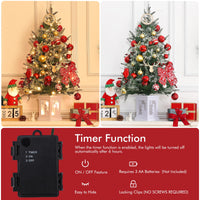 Garvee 3ft Pre-Lit Christmas Tree, Artificial Christmas Tree with Lighting Snowman Base, Snow Flocked Xmas Tree with 78 LED Lights, Battery Operated and Timer Function, Xmas Decoration for Home