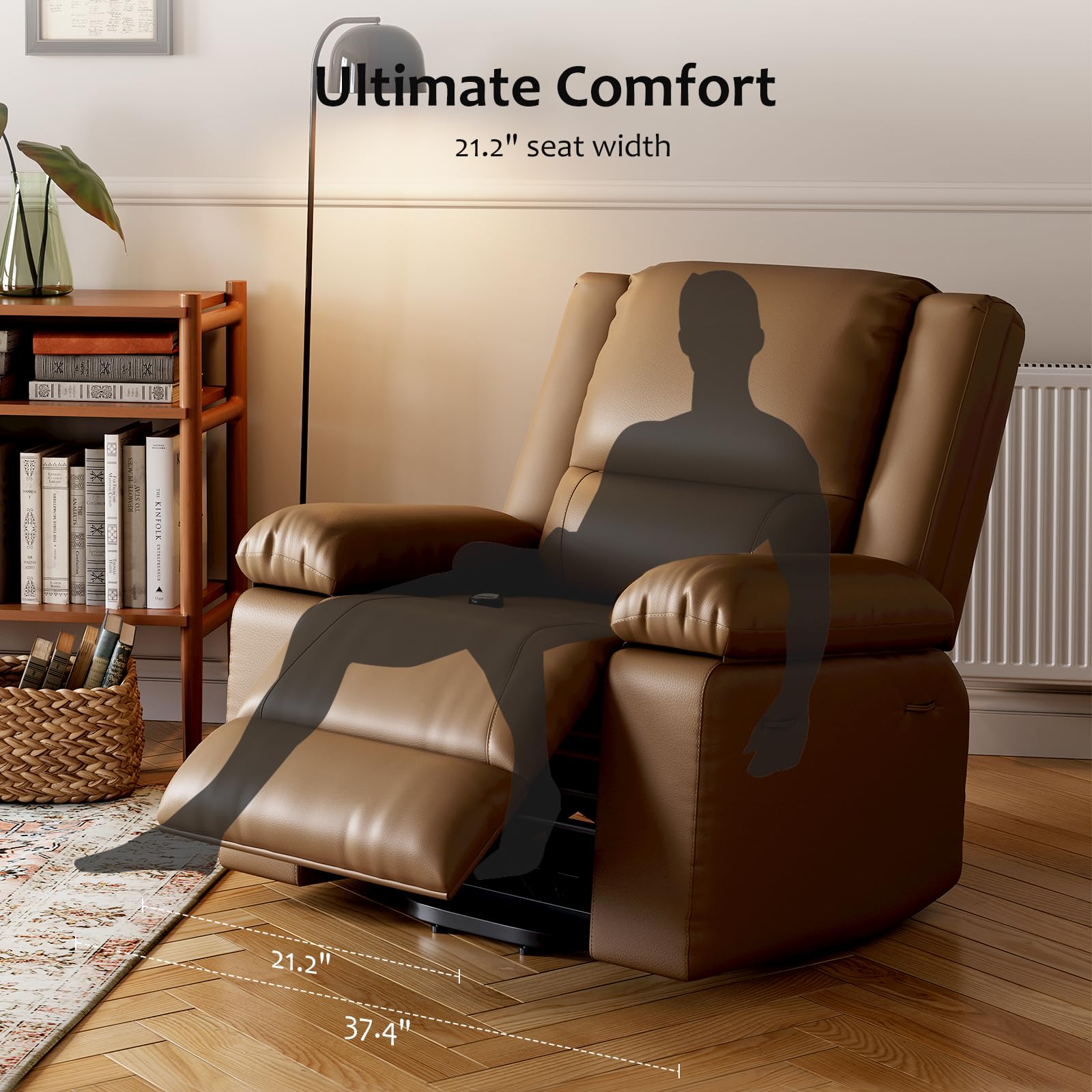 Garvee PU Leather Power Lift Recliner Chair with Massage and Heat, 8-Point Vibration, Adjustable Back and Leg Support, Electric Lift Chair Designed for Mobility Aid Elderly Relaxation, Tan