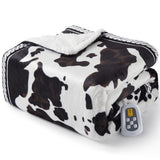 Garvee Heated Electric Blanket Full Size, Cow Print Fast Heating Throw Blankets with LCD Controller, 10 Heat Levels & 1-12H Time Settings Auto Off, ETL Certified, Brown White, 72" x 84" - Cow-Brown