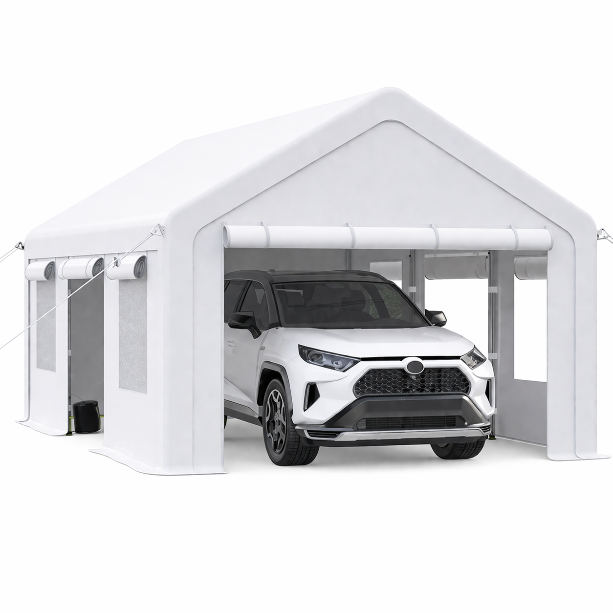 Garvee 12x20 FT Heavy Duty Carport Canopy, Portable Garage Shelter with Roll-Up Doors & Windows, Reinforced Steel Frame, Waterproof UV-Resistant Outdoor Storage Tent for Car, Truck & Boat