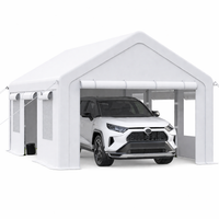 Garvee 12x20 FT Heavy Duty Carport Canopy, Portable Garage Shelter with Roll-Up Doors & Windows, Reinforced Steel Frame, Waterproof UV-Resistant Outdoor Storage Tent for Car, Truck & Boat
