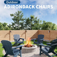 Garvee Adirondack Chair Set of 2 HDPE Plastic Oversize 380LB Weather Resistant Poly Lumber Wood Texture Navy Blue Outdoor Patio Deck Pool