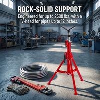 Garvee V Head Folding Steel Jack Stand, 1/8-12 Inch Pipe, 2500 lbs