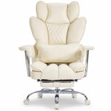 Garvee Big and Tall Ergonomic Office Chair – 350LBS Heavy Duty, Pocket Spring Cushion, 150° Recline, Adjustable Armrests, Footrest, PU Leather, Lumbar Support – Executive Desk Chair for Home Office – Milky Coffee - Warm Beige