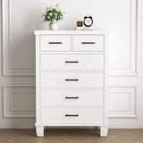 Garvee 6 Drawer Dresser with Metal Handles, White Chest of Drawers Closet Organizers and Storage Clothes, Wood Drawer Dresser for Closet, Living Room, Hallway, Kids Room - White - White
