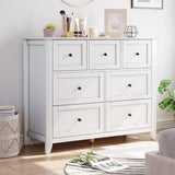 Garvee White 7 Chest of Drawer Dresser, Modern and Stylish Dresser, Deep Drawers and Nickel Round Handle, Wood Organizer Dresser With Ample Storage Space for Bedroom, Living Room, Entryway - White