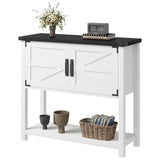 Garvee Farmhouse Entryway Table, Console Table with 2 Storage Cabinets, Coffee Bar Cabinet, Sofa Tables Buffet Sideboard for Kitchen, Hallway, Dining, Living Room-White - White