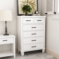 Garvee 6 Drawer Dresser with Metal Handles, White Chest of Drawers Closet Organizers and Storage Clothes, Wood Drawer Dresser for Closet, Living Room, Hallway, Kids Room - White