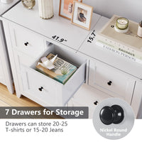 Garvee White 7 Chest of Drawer Dresser, Modern and Stylish Dresser, Deep Drawers and Nickel Round Handle, Wood Organizer Dresser With Ample Storage Space for Bedroom, Living Room, Entryway