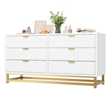 Garvee White 6 Drawer Dresser for Bedroom, Chest of Drawers with Metal Base, Modern Dresser Chest Cabinet Organizer, Large Dresser for Living Room, Hallway, Closet - White