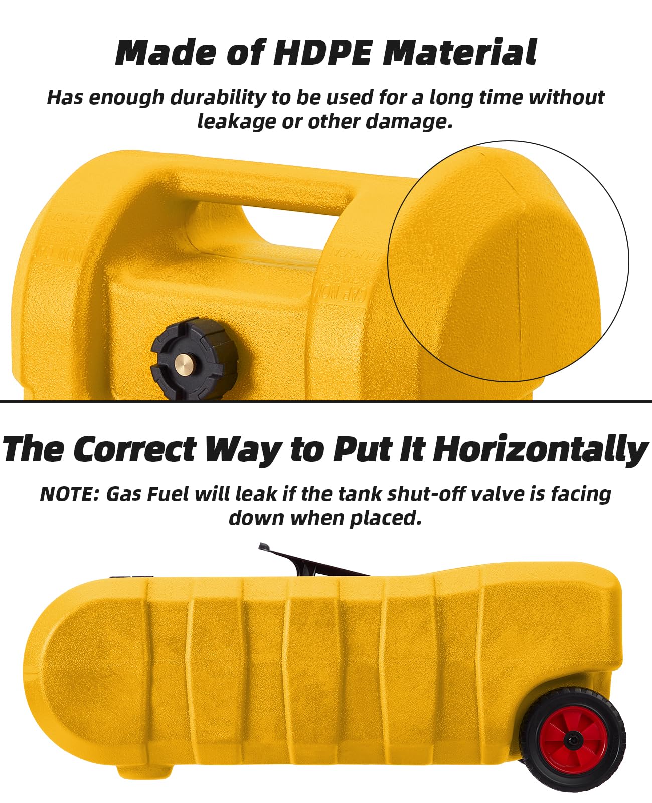 Garvee 2-Pack 15 Gallon Portable Fuel Caddy with Manual Pump - Heavy-Duty Fuel Transfer Tank with Storage Toolbox, 10FT Delivery Hose, Mobile Gas Caddy for Cars, Lawn Mowers, and Boats, Yellow + Red