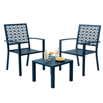 Garvee 3-Piece Green Patio Bistro Set, Foldable Steel Table and 2 Chairs for Balcony, Garden, Porch & Small Outdoor Spaces,Navy Blue
