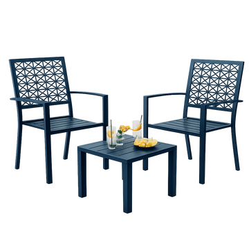 Garvee 3-Piece Green Patio Bistro Set, Foldable Steel Table and 2 Chairs for Balcony, Garden, Porch & Small Outdoor Spaces,Navy Blue