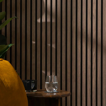 Garvee Set of 2 Modern 3D Fluted Acoustic Wood Slat Wall Panels 47.2" x 11.8" Soundproof Decorative Panels for Home Theater, Office, Studio and Interior Walls, Walnut
