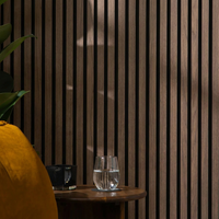 Garvee Set of 2 Modern 3D Fluted Acoustic Wood Slat Wall Panels 47.2" x 11.8" Soundproof Decorative Panels for Home Theater, Office, Studio and Interior Walls, Walnut