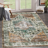 Garvee Large Area Rug Rusty Brown 10x13 Washable Rug for Living Room Vintage Oriental Rug Non Slip Low Pile Ultra Soft Rug Stain Resistant Accent Rug for Bedroom Dining Room Classroom Rug - Rusty Brown
