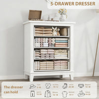 Garvee 4 Drawers Dresser for Bedroom, 34.8" Tall Vertical Drawer Dresser with Large Storage, Waterproof Top, Anti-Tipping, Freestanding Wooden Closet Chest for Bedroom, Living Room, Ash White