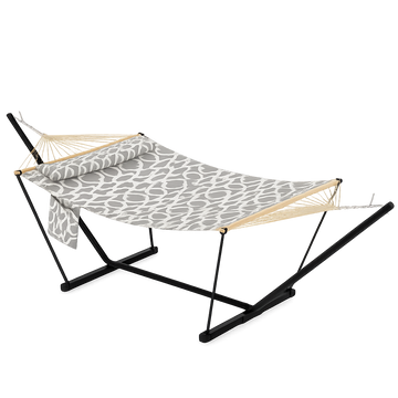 Garvee 2-Person Double Hammock with Adjustable Steel Stand, Light Gray Portable Patio Hammock for Garden, Beach & Backyard