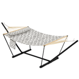 Garvee 2-Person Double Hammock with Adjustable Steel Stand, Light Gray Portable Patio Hammock for Garden, Beach & Backyard - Light Gray