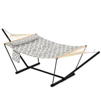 Garvee 2-Person Double Hammock with Adjustable Steel Stand, Light Gray Portable Patio Hammock for Garden, Beach & Backyard