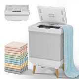 Garvee 35L Collapsible Electric Towel Warmer Bucket - Dual Heating & Drying Modes, LED Display, Timer, Auto Shut-Off - Portable for Bathroom, Spa, Travel, Home - High Temperature Silver Paste Cloth, Support Feet - Grey