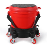 Garvee 4 Gallon Car Wash Bucket Kit 300 lbs Capacity Grit Trap & 360° Dolly PP Material Rubber Handle Lid for Auto Detailing - Red+Black