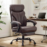 Garvee Comfortable Office Desk Chair 500 LBS, Big and Tall Office Chairs with Footrest, 90-155°Recline Executive Leather Gaming Chair for Heavy People, Long Hours, Coffee - Coffee