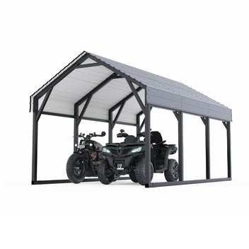 Garvee 12x13 FT Metal Carport Shed, Reinforced Frame and Steel Roof for All-Weather Use, Permanent Shelter for Cars, Motorcycles, ATVs, or Boats
