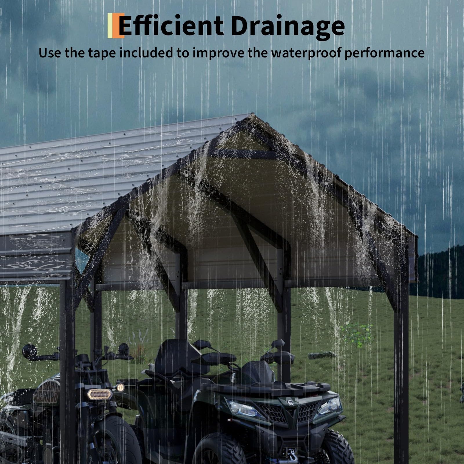 Garvee 12x13 FT Metal Carport Shed, Reinforced Frame and Steel Roof for All-Weather Use, Permanent Shelter for Cars, Motorcycles, ATVs, or Boats