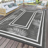 Garvee Outdoor Grey & White 8x10 Rug, Waterproof Reversible Plastic Straw Durable UV-Resistant Soft Underfoot Portable with Carry Bag for Patio, RV, Picnic - Gray & White